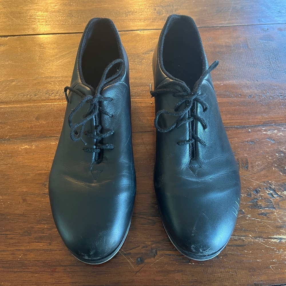 Women's BLOCH Sync Black Leather Lace Up Mega Tap Dance Shoes 11.5 - Picture 3 of 11